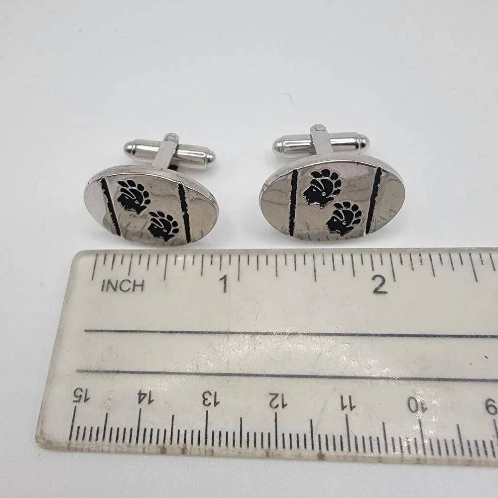 Warriors In‎ Headdress Profile Vintage Silver Tone Men's Cufflinks